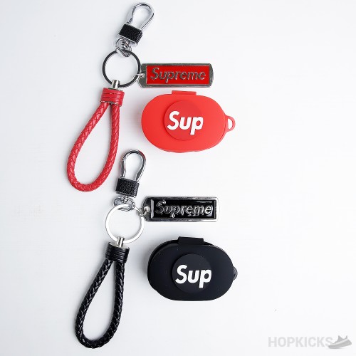 Supreme Earbuds Case Red And Black Square keychain